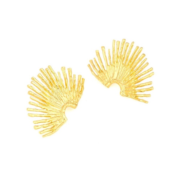 Zara Sun Rays Gold Pin Earrings - Picture 2 of 6